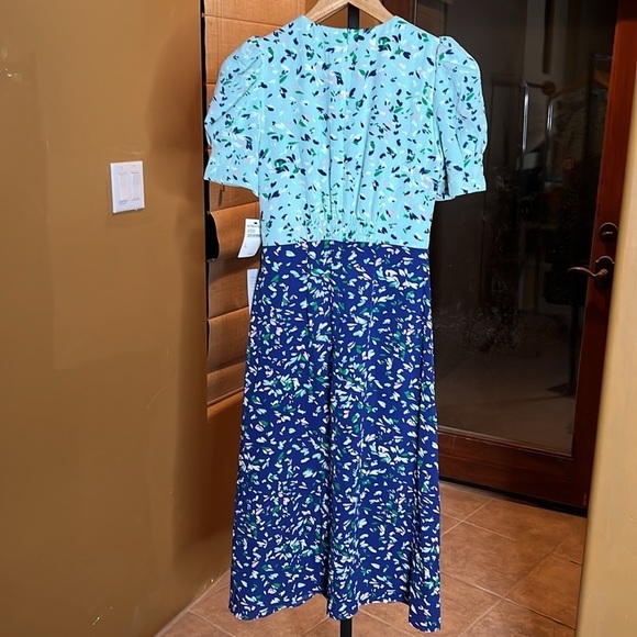 VINCE CAMUTO Abstract-Print Crepe Dress Navy Multicolor Size 2 NWT - Picture 12 of 15